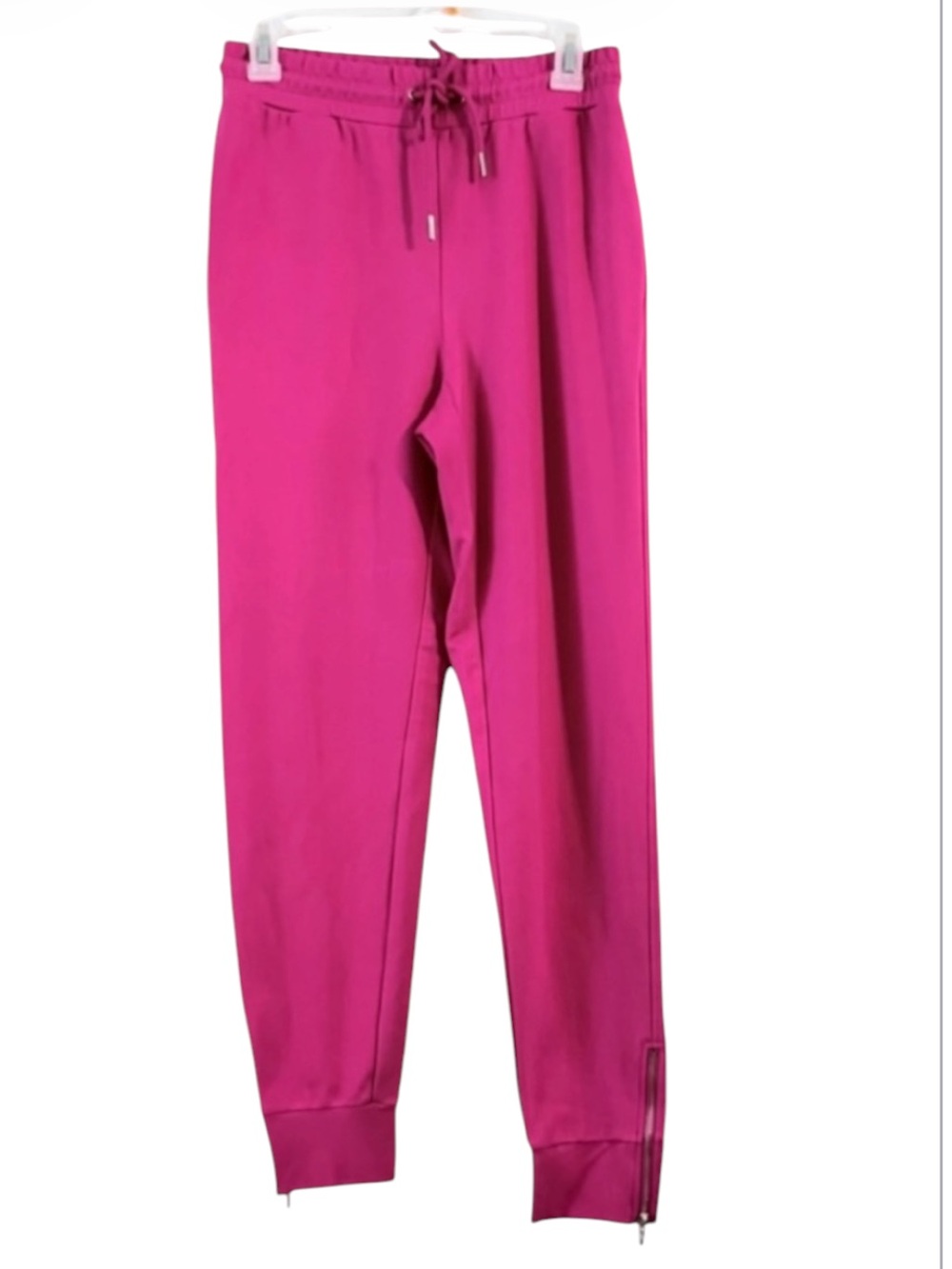 Bar III Magenta Pink Track Athleisure Jogger Pants Zippered Ankles Size S